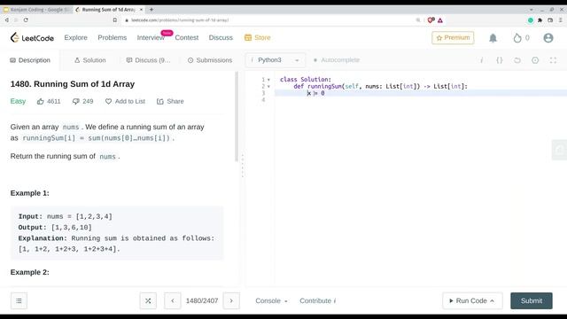 1480 Running Sum of 1d Array | Tamil | Easy Problem | Python | Leetcode | தமிழ் #leetcode #python смотреть онлайн