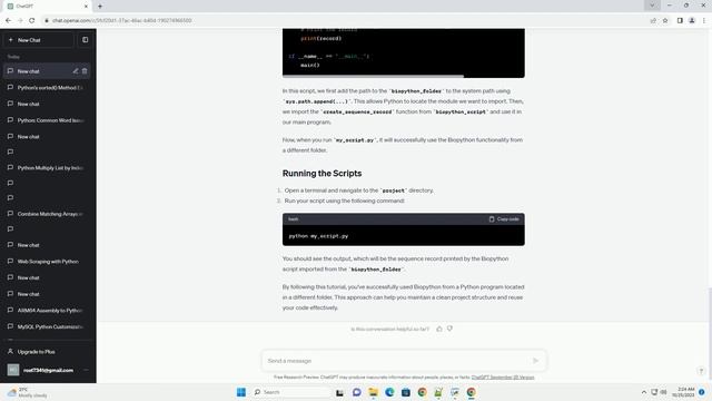 Using a python library Biopython from a python program on a different folder that is installed смотреть онлайн