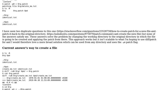 Unix & Linux: Using diff / patch to create a new file inside a directory смотреть онлайн