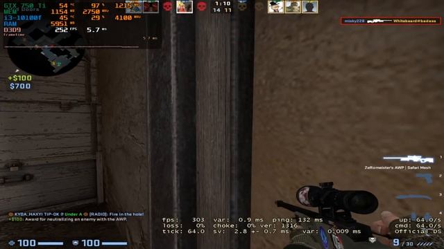 CS:GO : GTX 750 Ti + i3-10100F смотреть онлайн