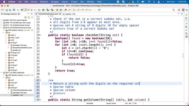 Java JEM23GA1P1d Check partial Sudoku - Check columns смотреть онлайн