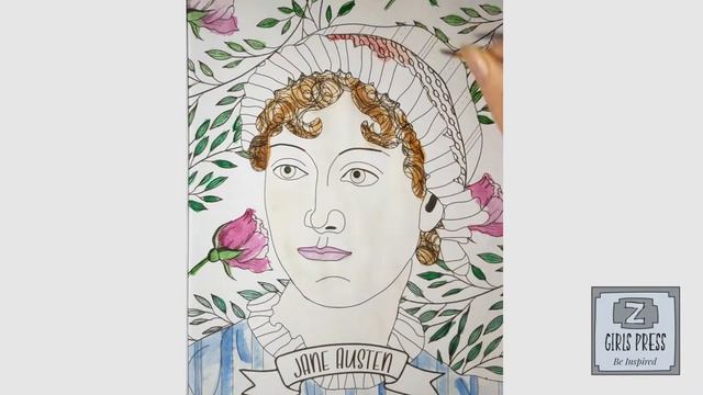 Jane Austen Coloring Book Watercolor Video- Jane's Portrait смотреть онлайн