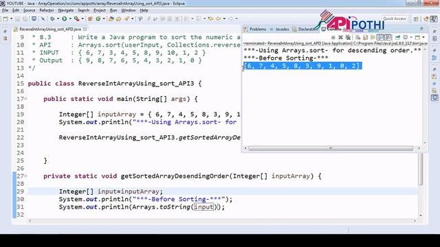 8_3 Write a Java program to sort the numeric array using in descending order смотреть онлайн