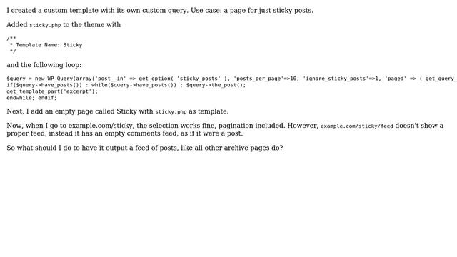 Wordpress: How to generate feed for custom template? смотреть онлайн