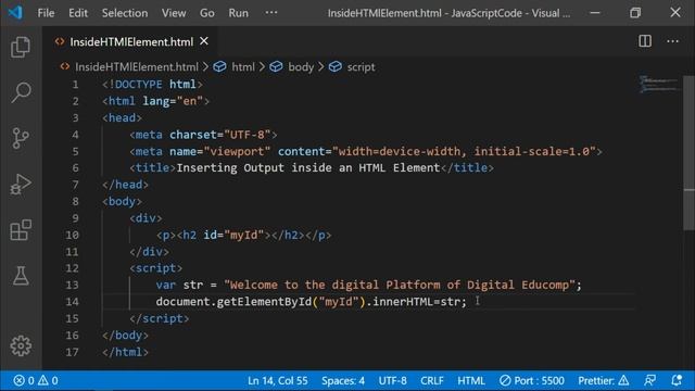 #16 Inserting Output Inside an HTML Element | JavaScript Tutorial in Hindi смотреть онлайн