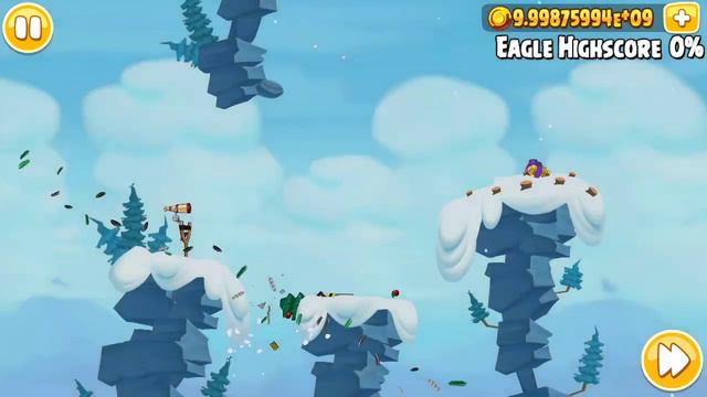 Angry Birds Seasons Ski Or Squeal (Mighty Eagle 100% Feather) All Levels
