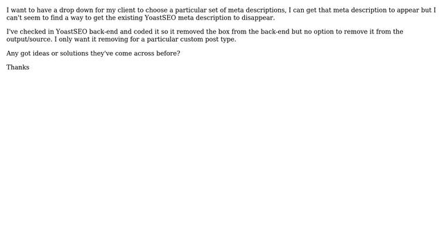 Wordpress: Remove YoastSEO meta description from output/source смотреть онлайн