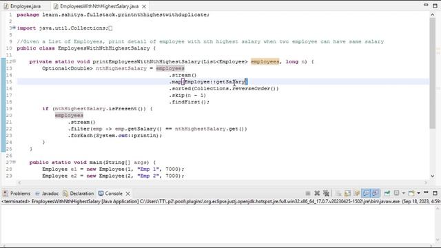 Print details of Employee with Nth Highest Salary using Java Stream API (duplicate salary) смотреть онлайн