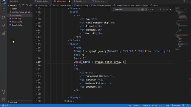 Cara membuat APLIKASI BUKU TAMU dengan PHP + MySQLi | #5 - Tampilkan Data Pengunjung смотреть онлайн