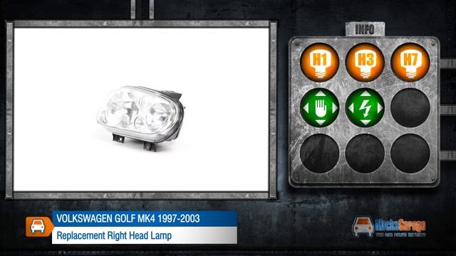 Replacement Right Head Lamp: Volkswagen Golf Mk 4 1997-2003 смотреть онлайн