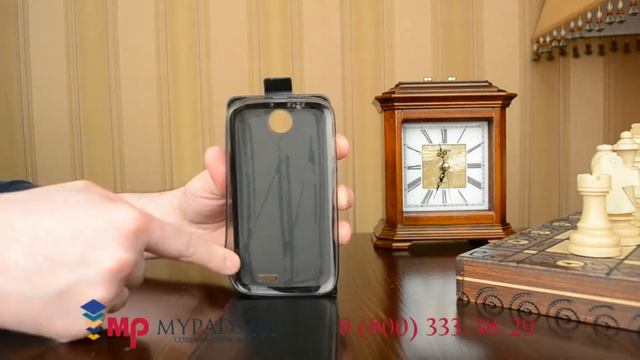 Оригинальный вертикальный откидной чехол-флип для Lenovo A560 черный кожаный "Prestige" смотреть онлайн