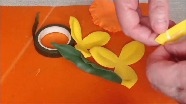 Нарцисс из фоамирана к 8 Марта.Diy foamiran narcissus flower