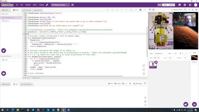 Simple PictoBlox-Python-program for calculation of a human weight on planets смотреть онлайн