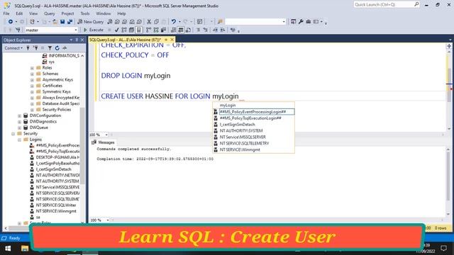 #09 : Learn SQL | Create User In SQL Server смотреть онлайн