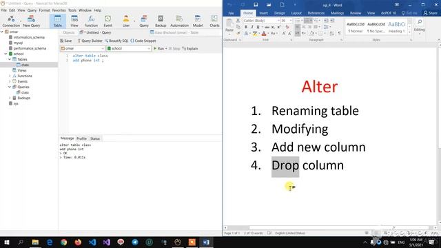 sql navicat for mariaDb 5 شرح ال alter add new column and drop column смотреть онлайн