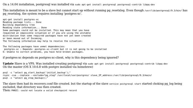 Ubuntu: postgres-xc will not install due to broken packages смотреть онлайн