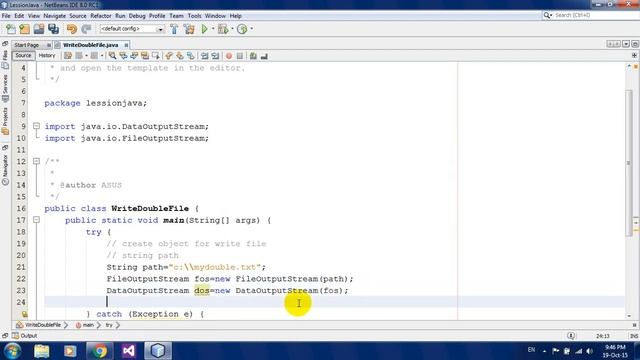 How to Write double to a file using DataOutputStream in Java Netbeans смотреть онлайн