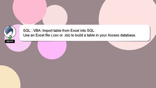 SQL : VBA: Import table from Excel into SQL смотреть онлайн