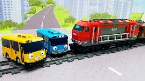 Мультики для детей все серии подряд без остановки! Мультфильмы про машинки поезда автобусы Тайо..mp4