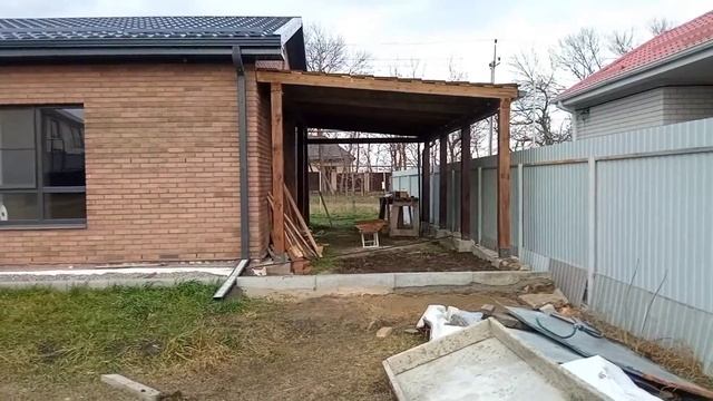 Навес из деревянного бруса 150*150 смотреть онлайн