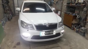 Установка ориг. RS бампера с LED DLR на Skoda Octavia A5 FL