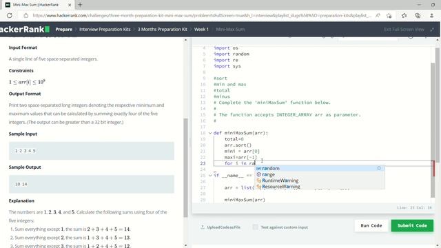HackerRank -3 months preparation kit - Mini Max Sum - Solved [DAY-2] смотреть онлайн