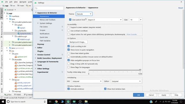 How to change font size and Theme of Android studio 3.6 смотреть онлайн