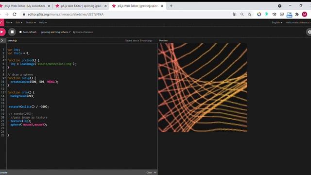 p5.js Growing spinning sphere смотреть онлайн