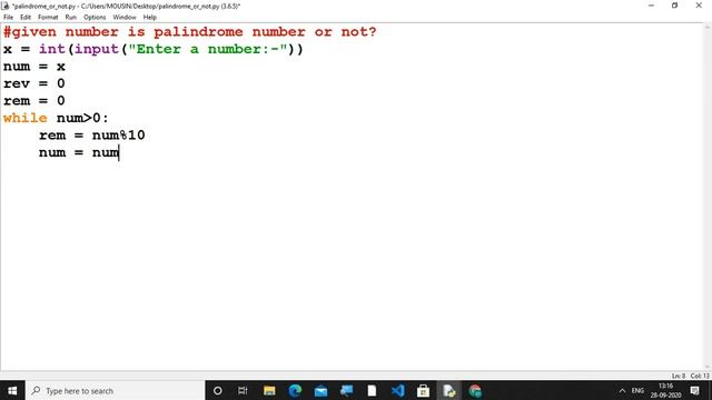 Python Tutorial : Palindrome number смотреть онлайн