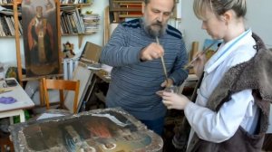 2. Закрепление грунта. Реставрация иконы.