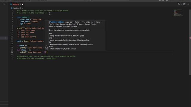 How to create classes in Python and work with its properties (Creating mini programme) смотреть онлайн