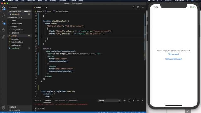 React Native - How to use the Alert component смотреть онлайн