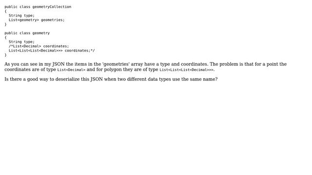 How to deserialize JSON to a class where the same variable name has different data types? смотреть онлайн