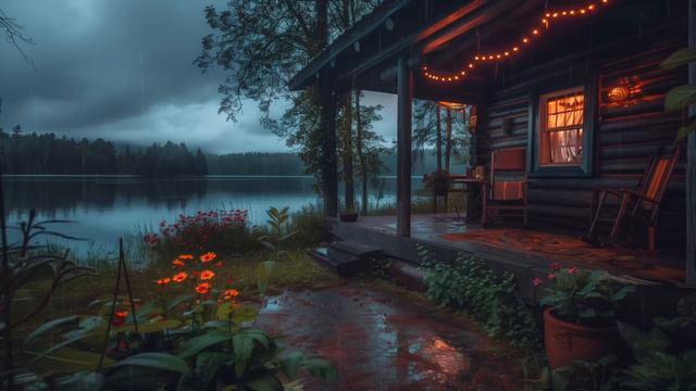 Cozy Porch Ambience 🌧️ㅣRelaxing Rain Sounds For Sleeping And Cozy Summer Ambience
