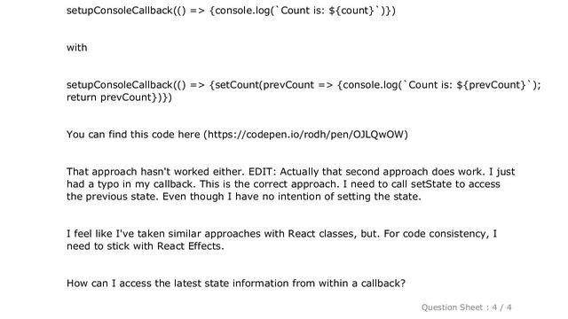JavaScript : React hooks: accessing up-to-date state from within a callback смотреть онлайн