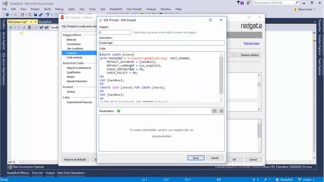SQL Prompt Pro in Visual Studio - using placeholders смотреть онлайн