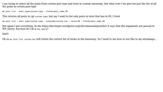 Wordpress: WP-CLI get all posts from certain post type and taxonomy term смотреть онлайн