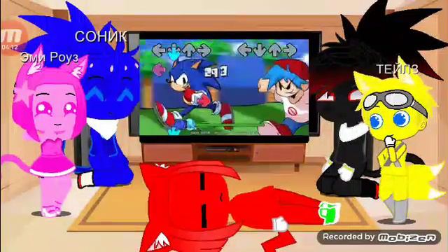 реакция Соника и его друзей ( кроме ШЕДОУ) на фнф Соник HD смотреть онлайн