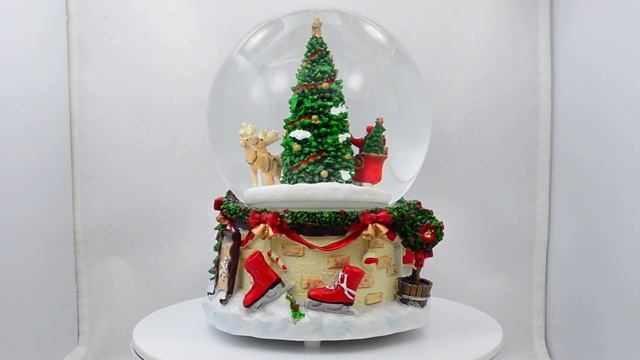 7" Animated Rotating Santa Claus on Reindeer Sleigh Musical Snow Globe смотреть онлайн