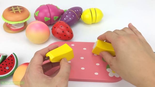 Learn Names of Fruit and Vegetables with Fish Apple Wooden Cutting Toys Learning Videos смотреть онлайн