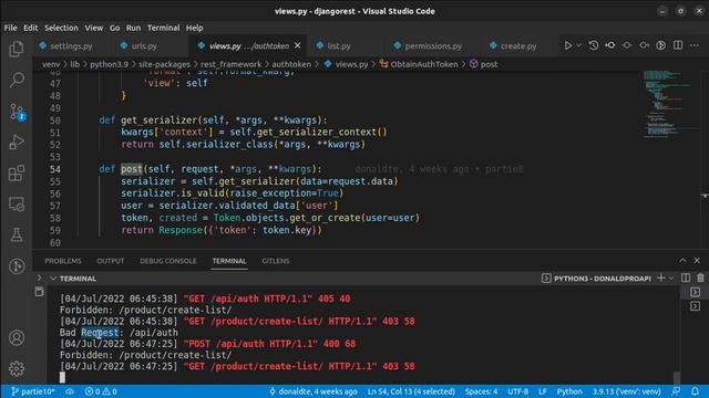 Python Django REST Authentification par Token partie 19 смотреть онлайн