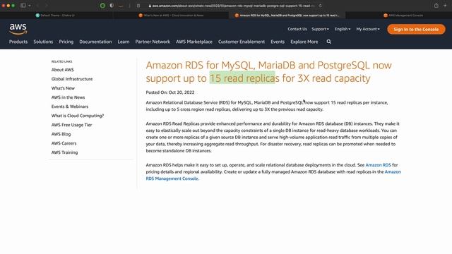 #2 AWS NEWS | Amazon RDS cho MySQL, MariaDB, PostgreSQL có 15 Read Replicas và tốc độ đọc gấp 3 lần смотреть онлайн