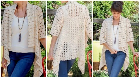 Чудная вещица 2 в 1: накидка, кардиган, жакет крючком. Вяжется очень просто и быстро смотреть онлайн