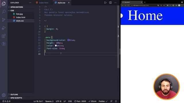 Utilizando a função calc() | CURSO DE CSS E HTML смотреть онлайн