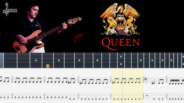 Queen - Queen - The Show Must Go On (Bass Line + Tabs + Notation) By John Deacon