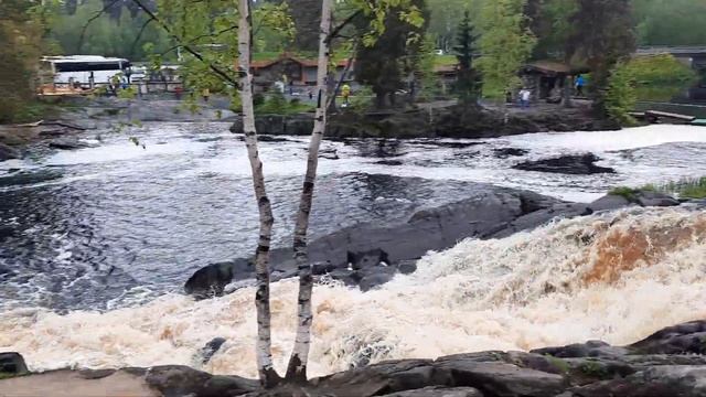 Карелия, водопады Аквенкоски, большой поток смотреть онлайн