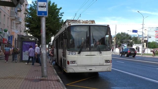 Троллейбус ЛиАЗ-5280 №2123 с маршрутом №16 "Комбайновый завод - Площадь Мичурина" (г. Рязань) смотреть онлайн