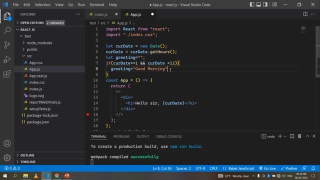 Creating Simple Greeting Good morning and good afternoon using React JS in Hindi in 2022 React JS смотреть онлайн