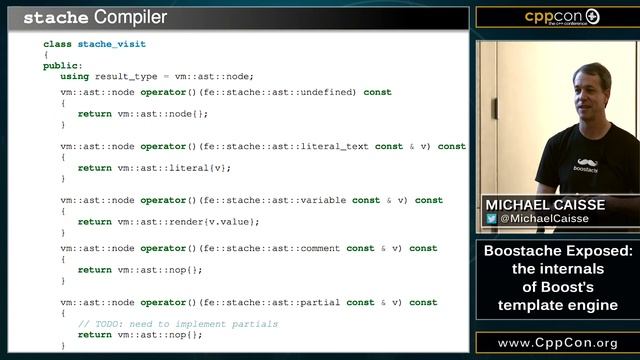 CppCon 2015: Michael Caisse “Boostache Exposed : the internals of Boost's template engine" смотреть онлайн