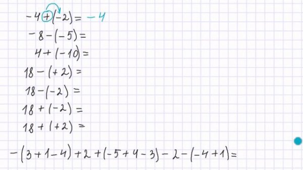 Сложение и вычитание положительных и отрицательных чисел